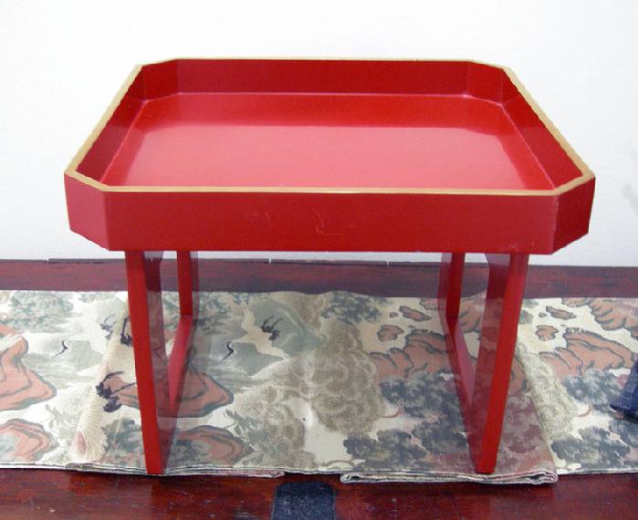 Antique Japanese Red Lacquer Wood-Tray-Table ( Zen )- Late Meiji/early Taisho Period 