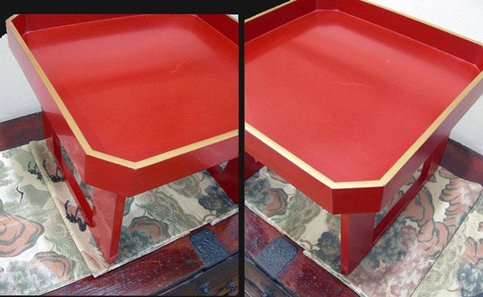 Antique Japanese Red Lacquer Wood-Tray-Table ( Zen )- Late Meiji/early Taisho Period - Corner's View