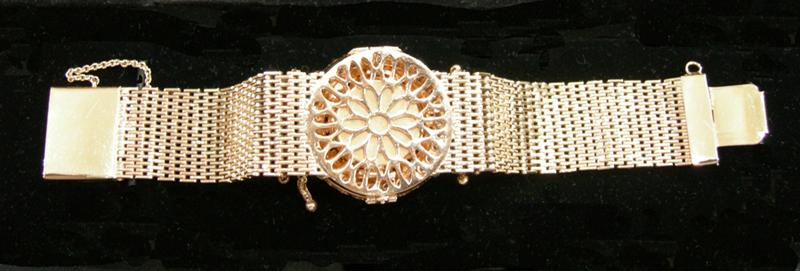 Antique 14K YG and Diamond Rosiers Watch with Kar-Vic on the Dial  - Reverse View