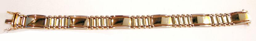 14K Men's Yellow Gold Italian Fancy Bracelet - 8 in. - Long View