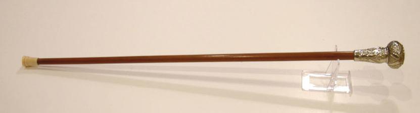 Antique Silver Formal Cane/Swagger Stick with Chased Silver Monogramed Knob
